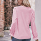 Eyelet V-Neck Flounce Sleeve Blouse