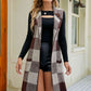 Plaid Lapel Collar Sleeveless Cardigan