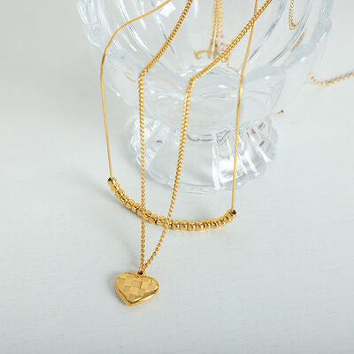 Heart Pendant Double-Layered Necklace