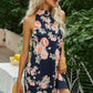 Floral Tied Sleeveless Grecian Neck Mini Dress