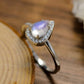 Moonstone Teardrop 925 Sterling Silver Halo Ring