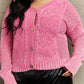 HEYSON Soft Focus Wash Cable Knit Cardigan in Fuchsia