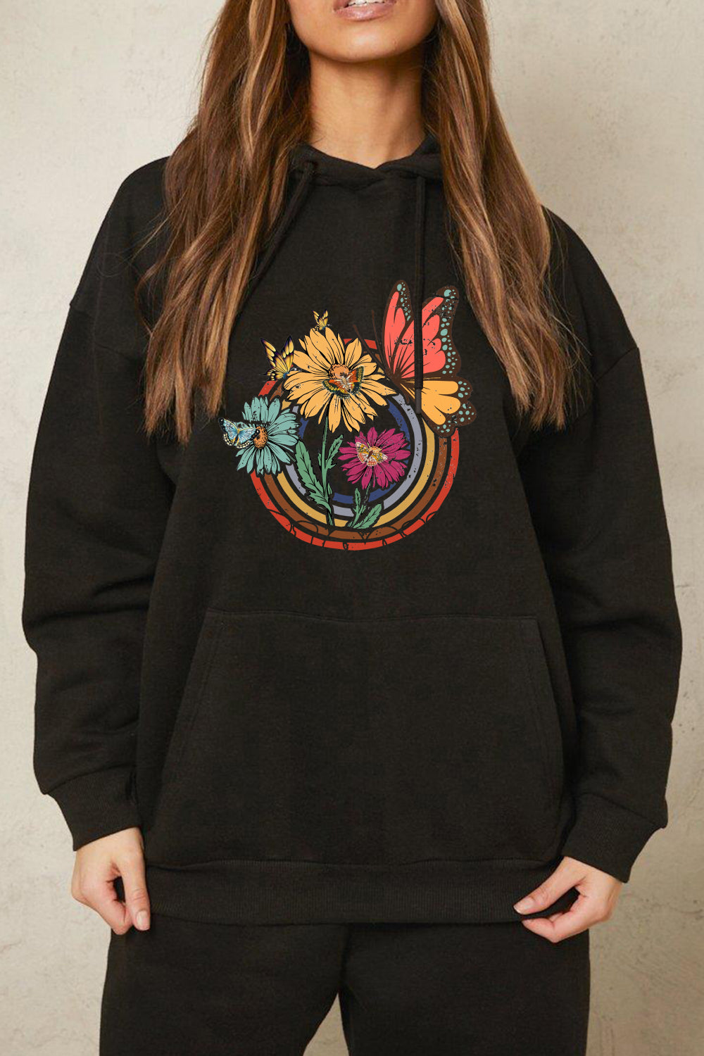 Butterfly and Flower Graphic Hoodie