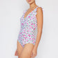 Faux Wrap One-Piece in Roses Off-White