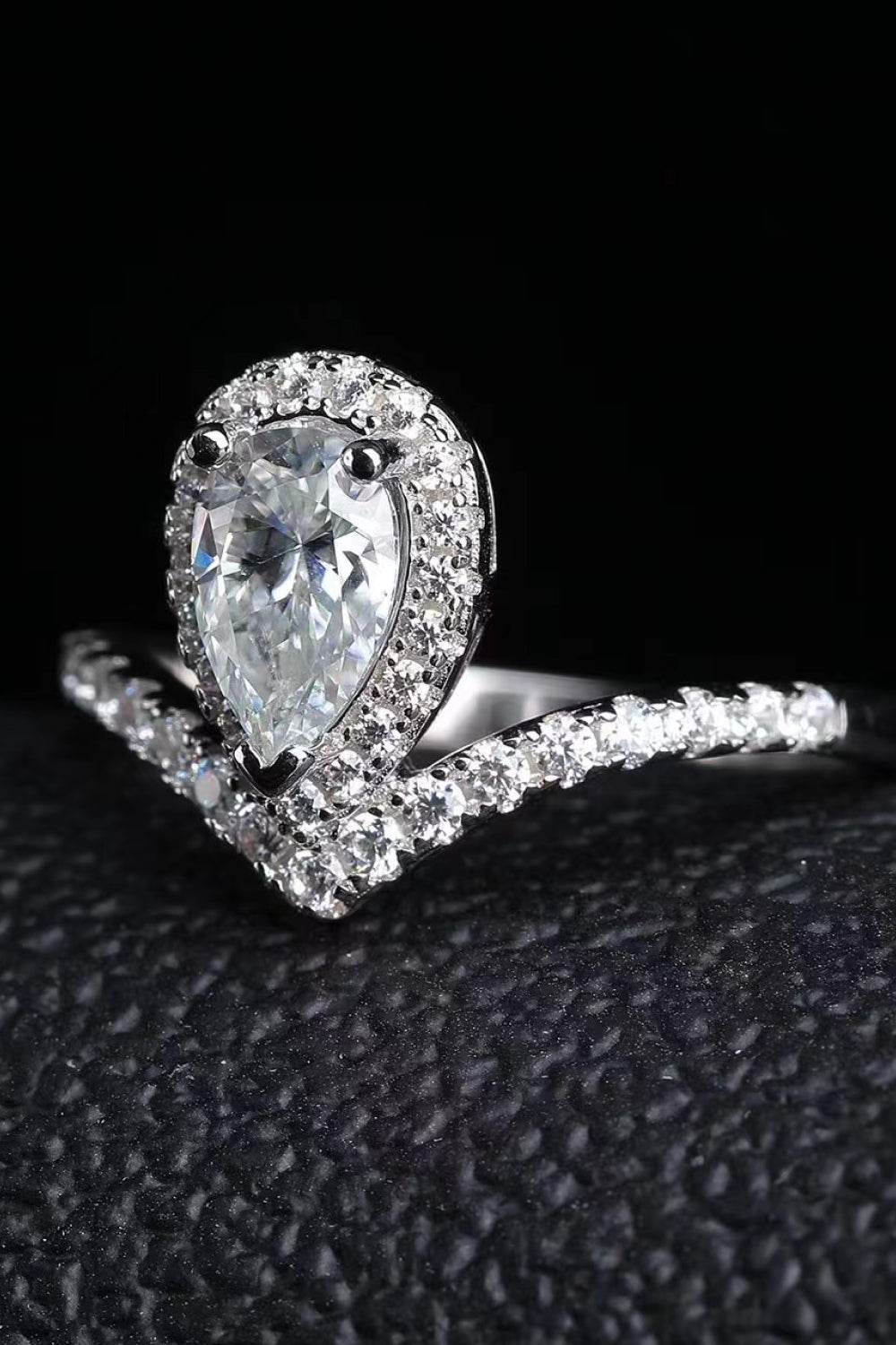 2 Carat Moissanite Teardrop Ring