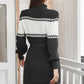 Contrast Tie Front Long Sleeve Sweater Dress