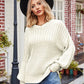 Ribbed Drop Shoulder Lantern Sleeve Sweater