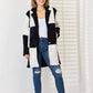 Color Block Button Up Long Sleeve Coat