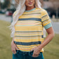 Multicolored Striped Round Neck Tee Shirt
