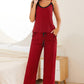Plaid Lace Trim Cami and Drawstring Pants Pajama Set
