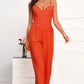Spaghetti Strap Wide Leg Jumpsuit with Pockets