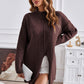 Exposed Seam Mock Neck Slit Sweater