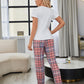 Heart Graphic Tee and Plaid Joggers Lounge Set