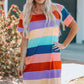Women Color Block Side Slit Mini Dress