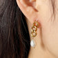 Stainless Steel Pearl Asymmetrical Earrings
