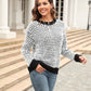 Printed Round Neck Dropped Shoulder Sweater