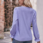 Eyelet V-Neck Flounce Sleeve Blouse