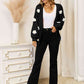 Flower Dropped Shoulder Open Front Cardigan