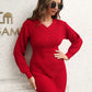 Rib-Knit V-Neck Sweater Dress