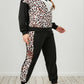 Plus Size Leopard Sweatshirt and Sweatpants Set