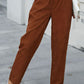 Paperbag Waist Straight Leg Pants with Pockets