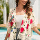 Floral Print Flounce Sleeve Cardigan