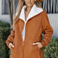 Open Front Long Sleeve Sherpa Jacket with Pockets