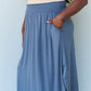 High Waist Scoop Hem Maxi Skirt in Dusty Blue