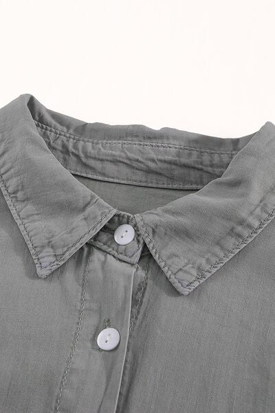 Pocketed Button Up Collared Neck Denim Shirt