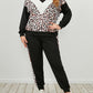 Plus Size Leopard Sweatshirt and Sweatpants Set