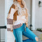 Leopard Patchwork Tied Flare Sleeve Blouse