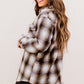 Plaid Button-Up Curved Hem Shirt with Breast Pockets